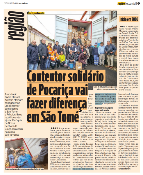 AD ELO participa no envio de “Contentor solidário” para São Tomé e Príncipe