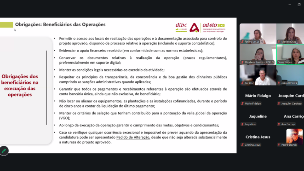 A ADELO promoveu uma sessão de esclarecimentos aos beneficiários com projetos aprovados no âmbito do 1º aviso de concurso da medida D1.1.1.1 – PEPAC